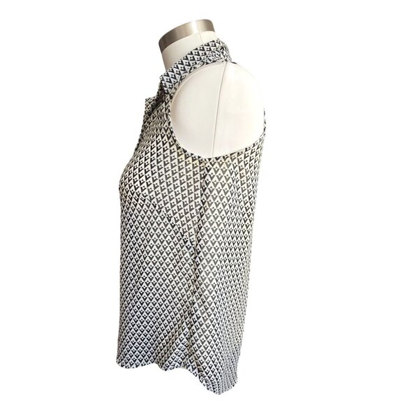 H&M Black & White Blouse Geometric Sleeveless Button-Up Womens Size S JJ3949 - Picture 2 of 7